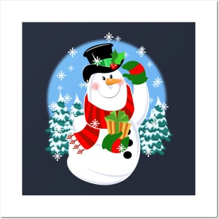 seasons greetings snowman Posters and Art